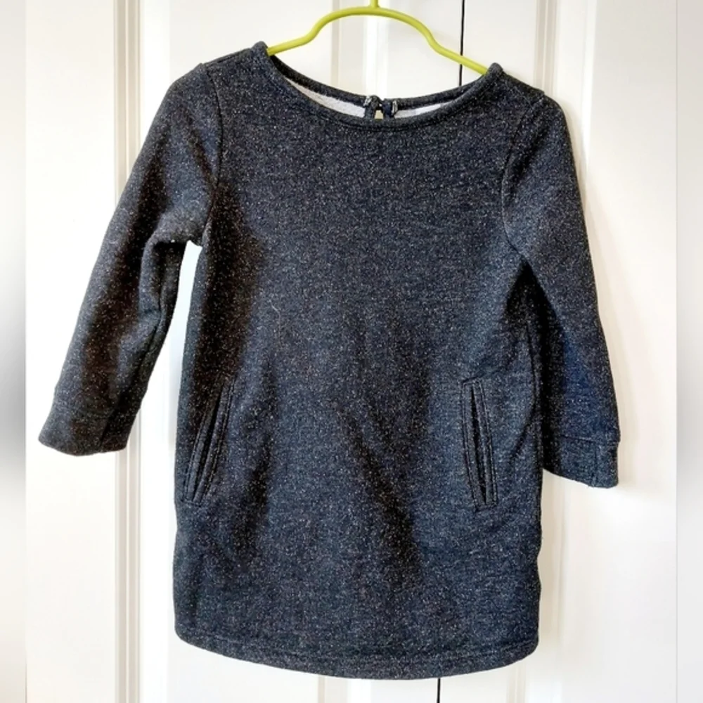 Black‎ & Silver Fleece Sheath Dress with Pockets 2T Old Navy